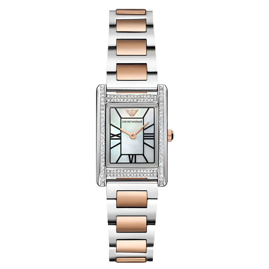 Montre Femme Emporio Armani en Acier Inoxydable et Cristaux Rose Doré, 32 mm