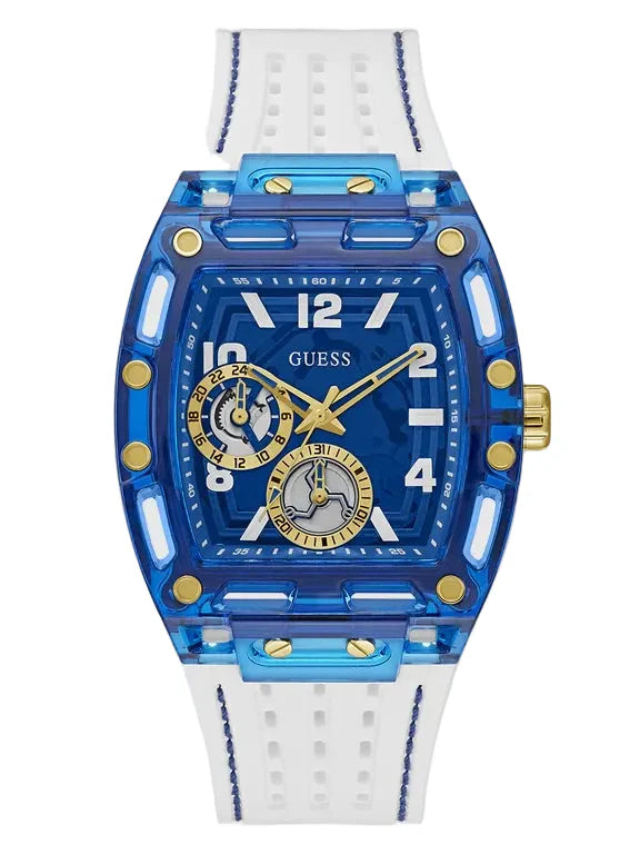 Montre multifonction GUESS pour Homme Blanche et Bleue