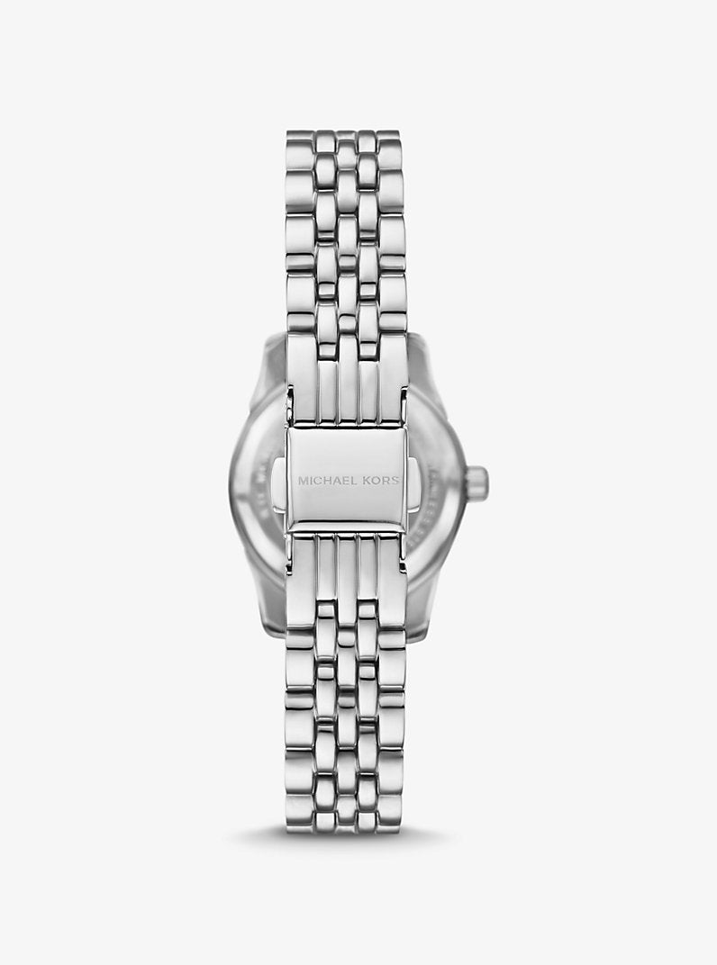 MK Petite montre Lexington pavée argentée