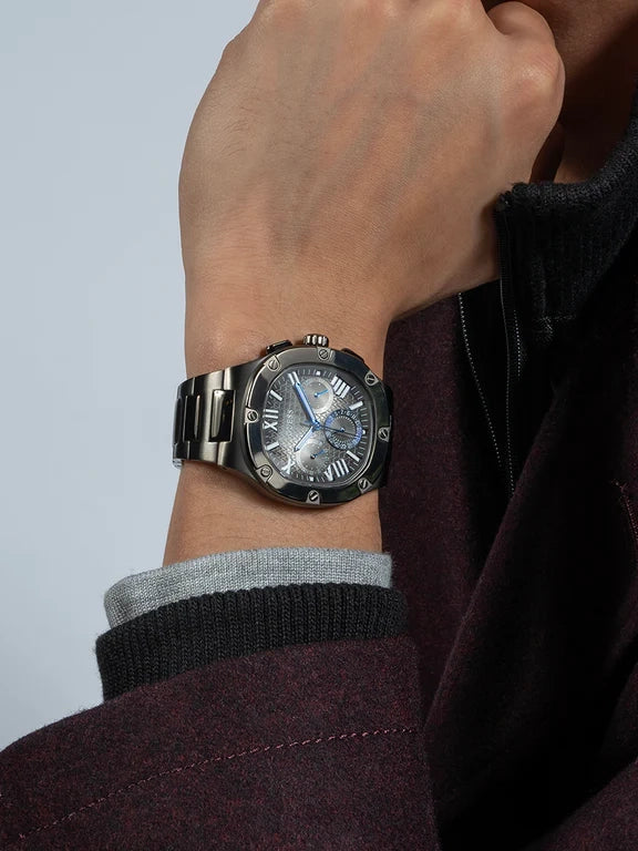 Montre multifonction GÛESS pour homme, couleur canon de fusil, GW0572G5