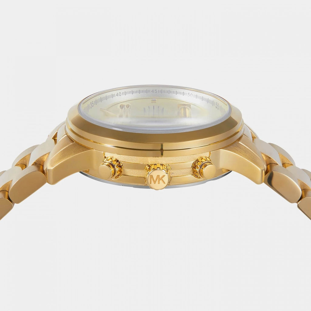 Michael Kors Runway Women's Analog Chronograph Gold-Tone Dial Gold-Tone Steel Bracelet Watch - MK7452