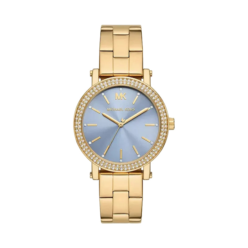 Michael Kors Montre à cadran bleu et or, MK01048