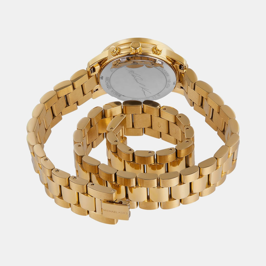 Michael Kors Runway Women's Analog Chronograph Gold-Tone Dial Gold-Tone Steel Bracelet Watch - MK7452
