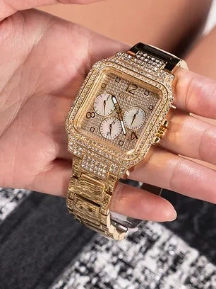 Montre multifonction GUESS pour femmes, ton or