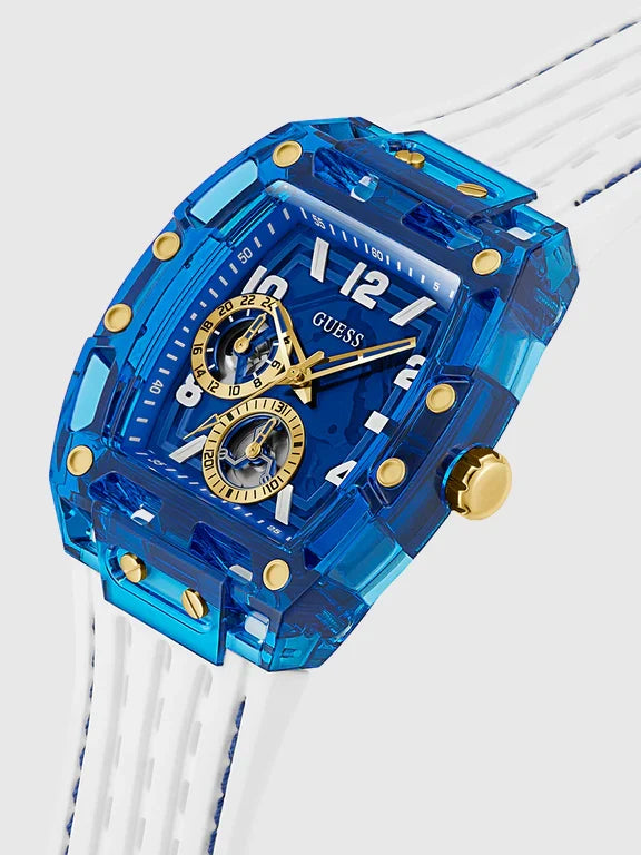 Montre multifonction GUESS pour Homme Blanche et Bleue