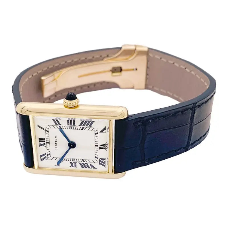 Cartier Tank Louis – Or rose, bracelet bleu