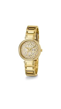 Guess US Montre analogique florale dorée pour femme