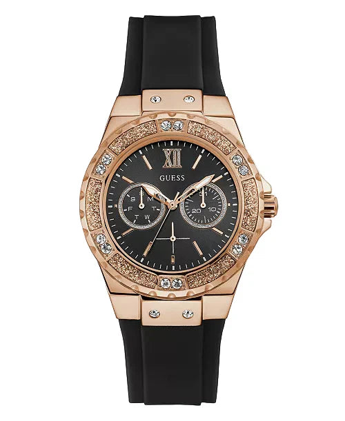 Montre Guess multifonction en silicone noir 39mm
