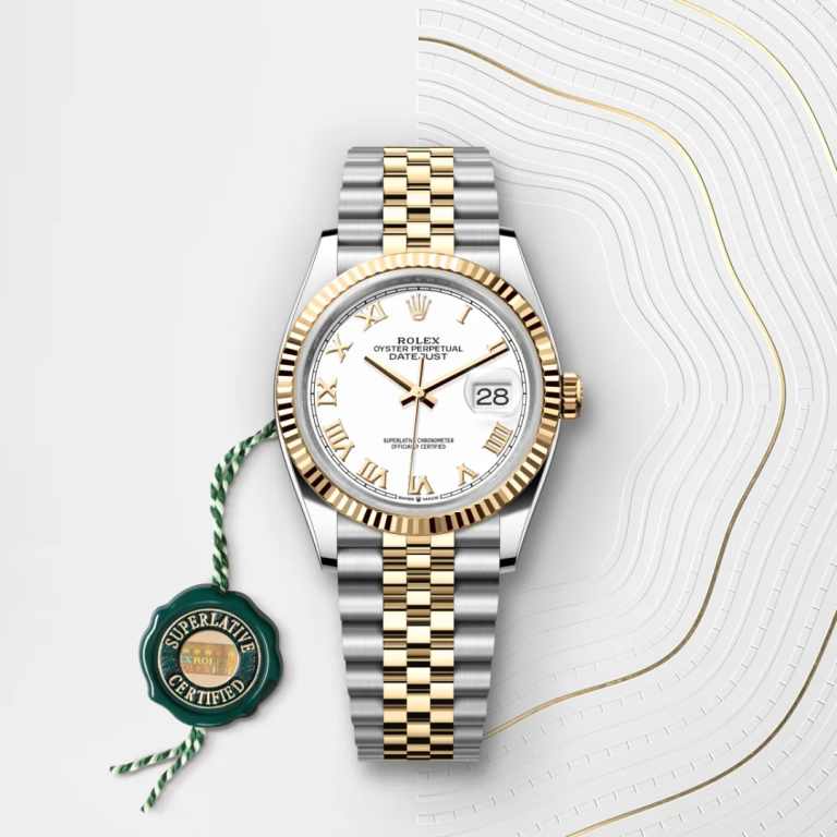 Montre Rolex Datejust 
Oyster, 36 mm, acier Oystersteel et or jaune
