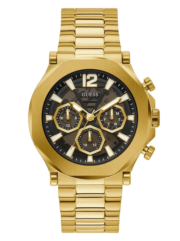 GUESS Montre homme multifonction doré, GW0539G2