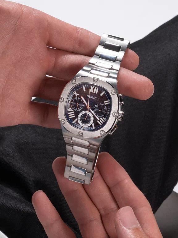 Montre multifonction GÛESS pour homme, couleur canon de fusil