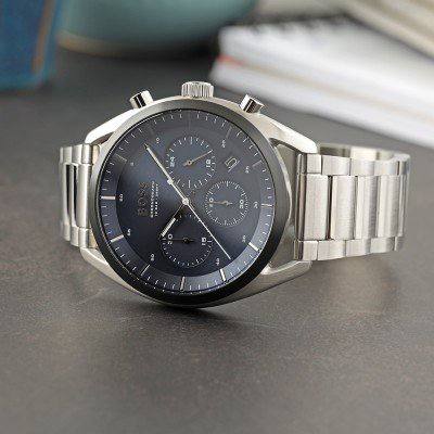 Boss Chronograph Watch with Blue Dial and Link Bracelet