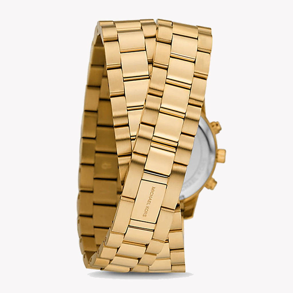Michael Kors Runway Women's Analog Chronograph Gold-Tone Dial Gold-Tone Steel Bracelet Watch - MK7452