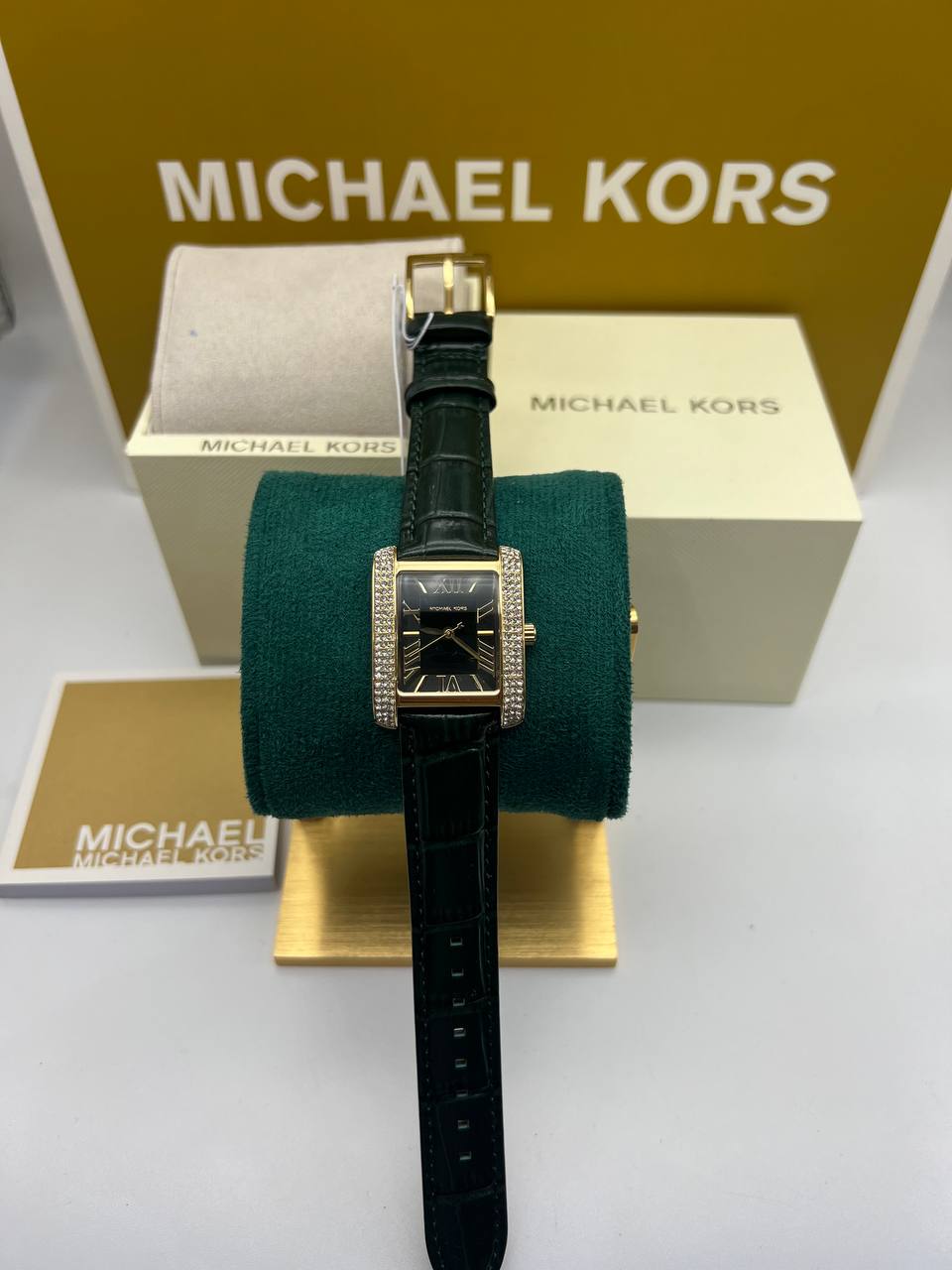 Michael Kors Women's Emery Three-Hand Crocodile-Embossed Leather Watch, Green, MK4697