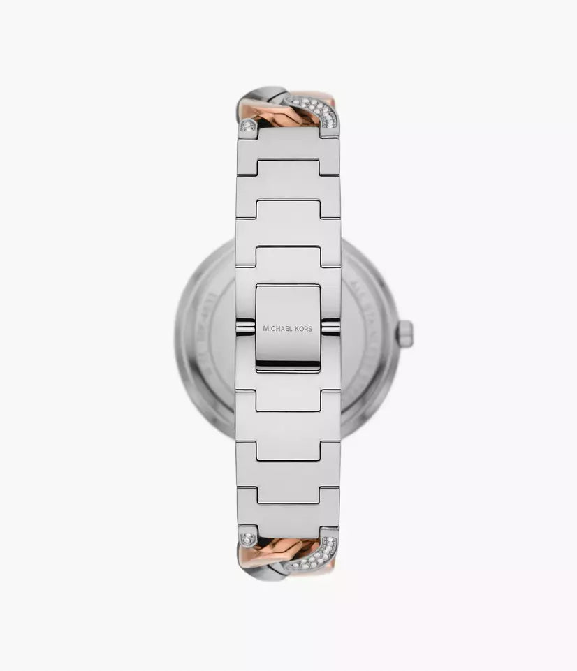 Montre MK Catelyn à Quartz Cadran Argent Bracelet Acier Bicolore MK4634 Neuve
