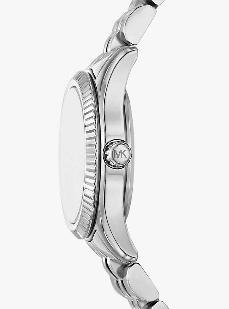 MK Petite montre Lexington pavée argentée