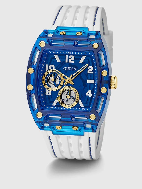 Montre multifonction GUESS pour Homme Blanche et Bleue