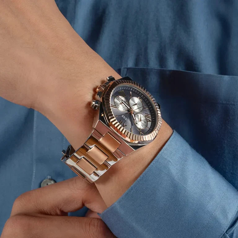 Guess Montre multifonction bicolore et marine