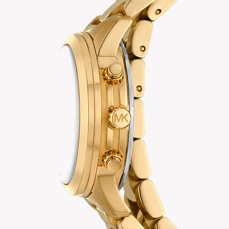 Michael Kors Runway Women's Analog Chronograph Gold-Tone Dial Gold-Tone Steel Bracelet Watch - MK7452