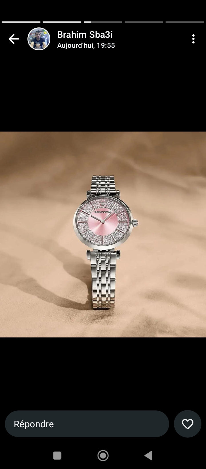 Emporio Armani Montre deux aiguilles en acier inoxydable