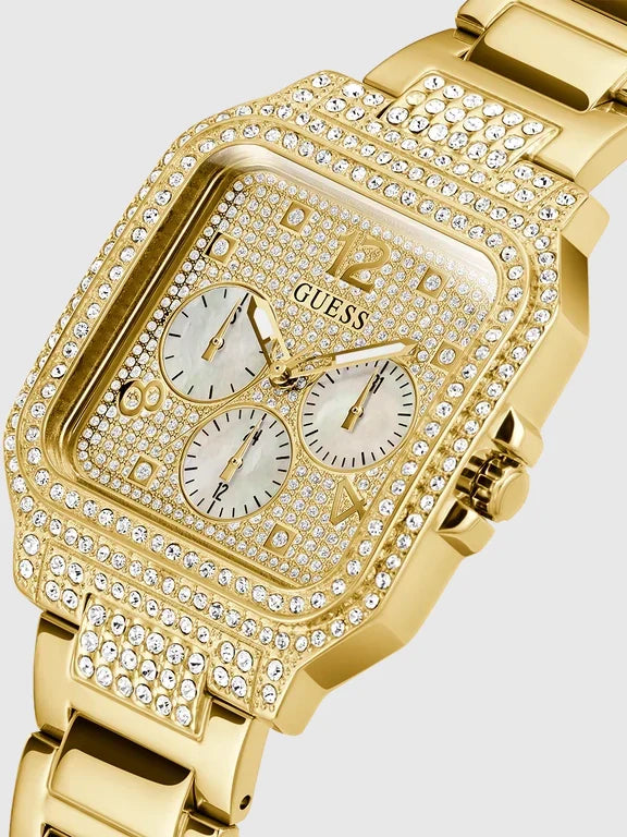 Montre multifonction GUESS pour femmes, ton or