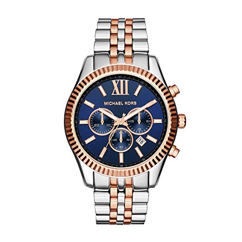 Michael Kors Lexington Montre homme à cadran bleu et bracelet en acier deux tons - MK8412