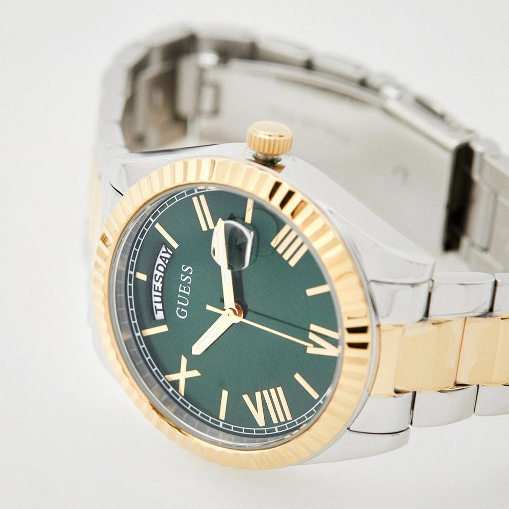 Montre Guess Luna à quartz pour femme, cadran vert et bracelet en acier bicolore - GW0308L5