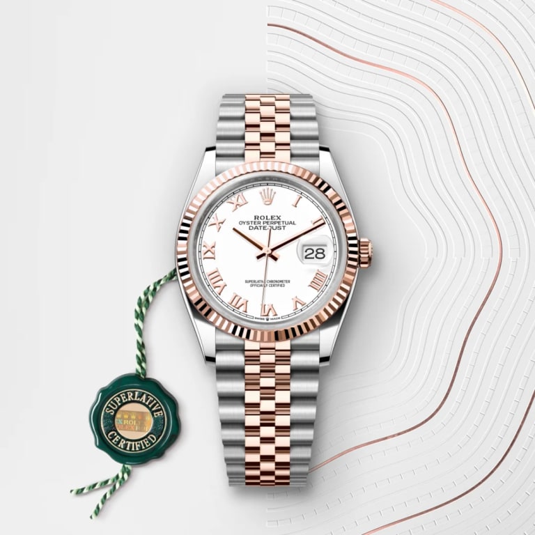 Montre Rolex Datejust 
Oyster, 36 mm, acier Oystersteel et or Everose