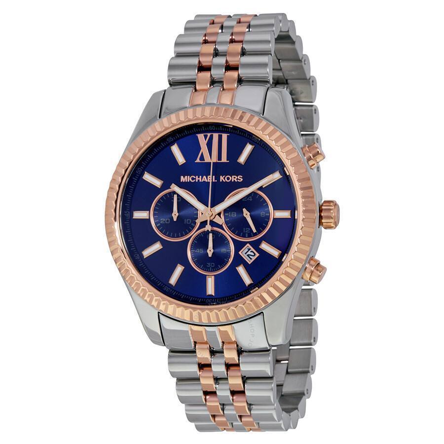 Michael Kors Lexington Montre homme à cadran bleu et bracelet en acier deux tons - MK8412