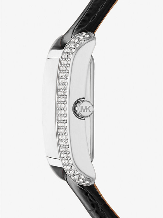 Michael Kors
Montre Emery miniature en cuir pavée argentée