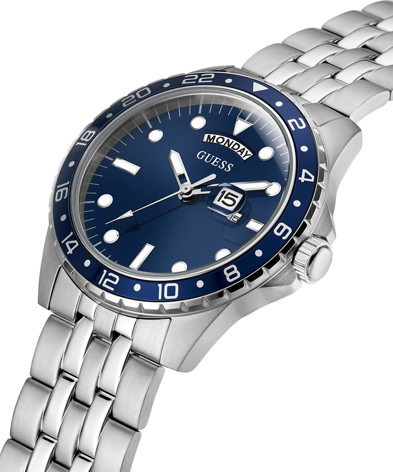 Montre GUESS pour homme avec affichage jour/date, ton argent