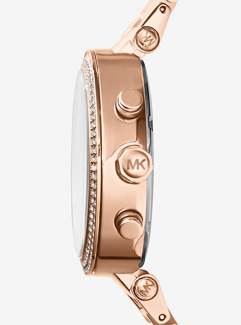 MK Montre Parker en acétate rose dragée et or rose