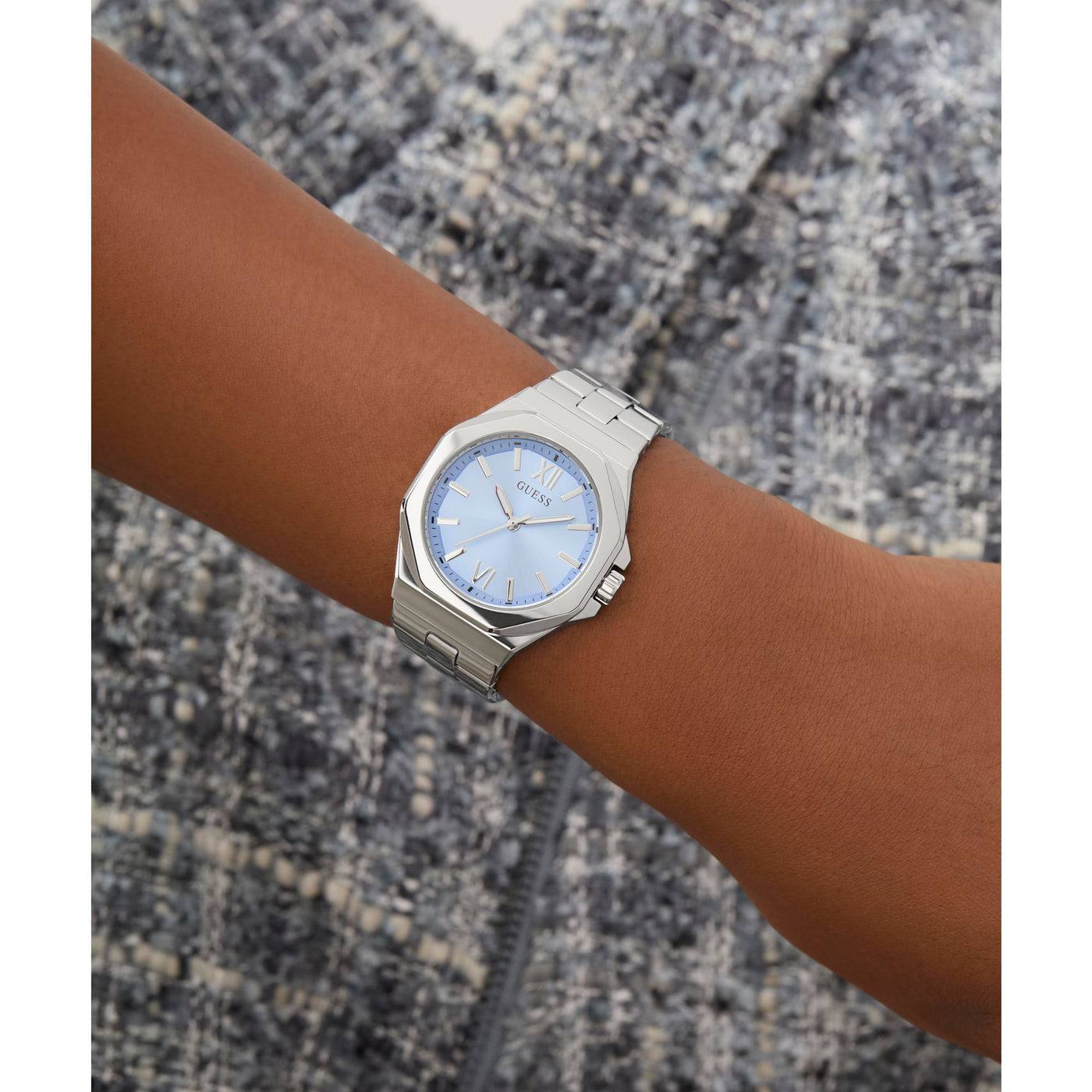 Montre analogique Guess pour femme, ton argent, GW0873L1