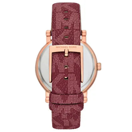 Women's Michael Kors Curie Watch, Red Dial and Red Leather Strap, Crystals - MKO1025