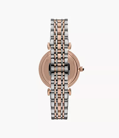 Montre bicolore Emporio Armani à deux aiguilles en acier inoxydable pour femme