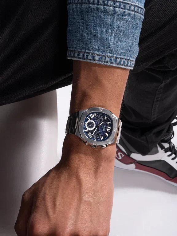 Montre multifonction GÛESS pour homme, couleur canon de fusil