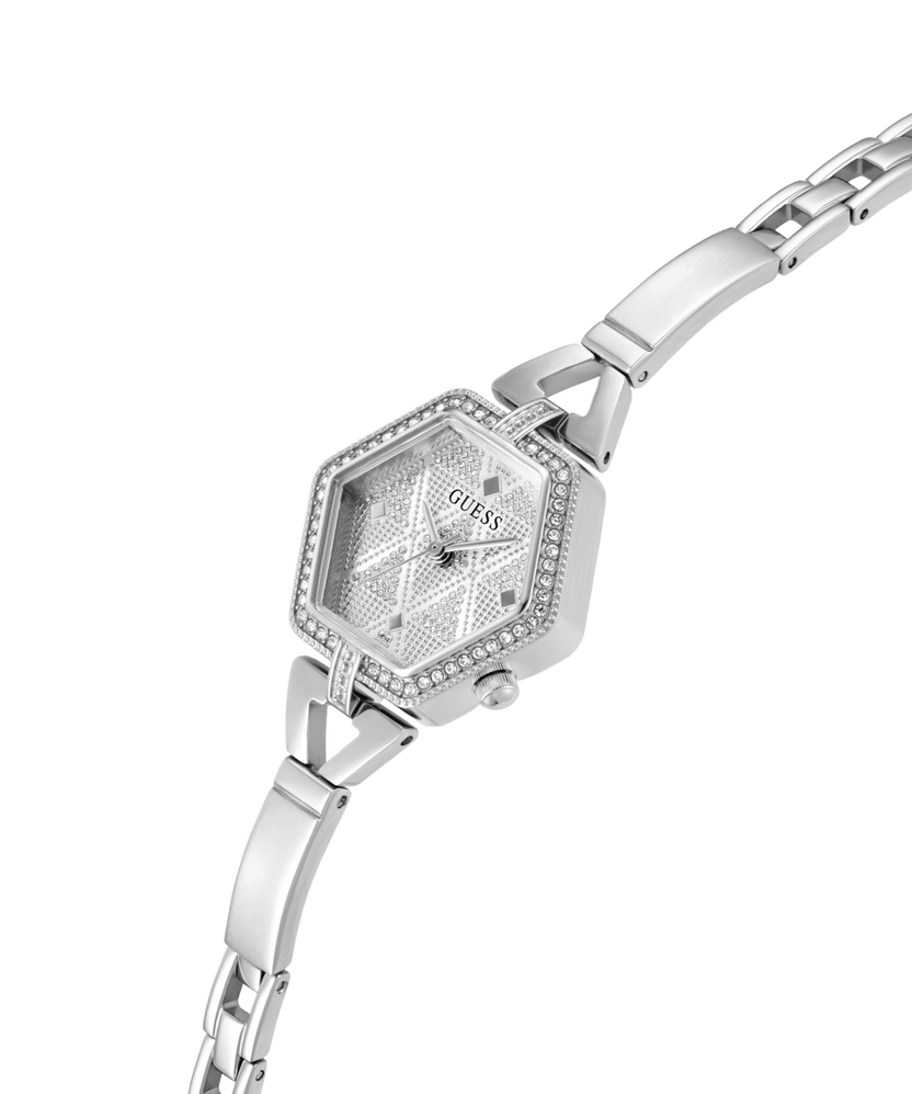 Montre Guess hexagonale, acier inoxydable, cristaux incolores
GW0680L1