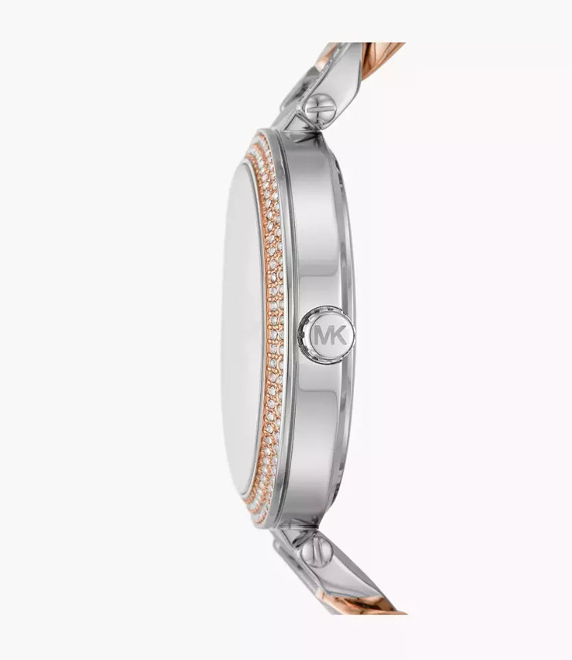 Montre MK Catelyn à Quartz Cadran Argent Bracelet Acier Bicolore MK4634 Neuve