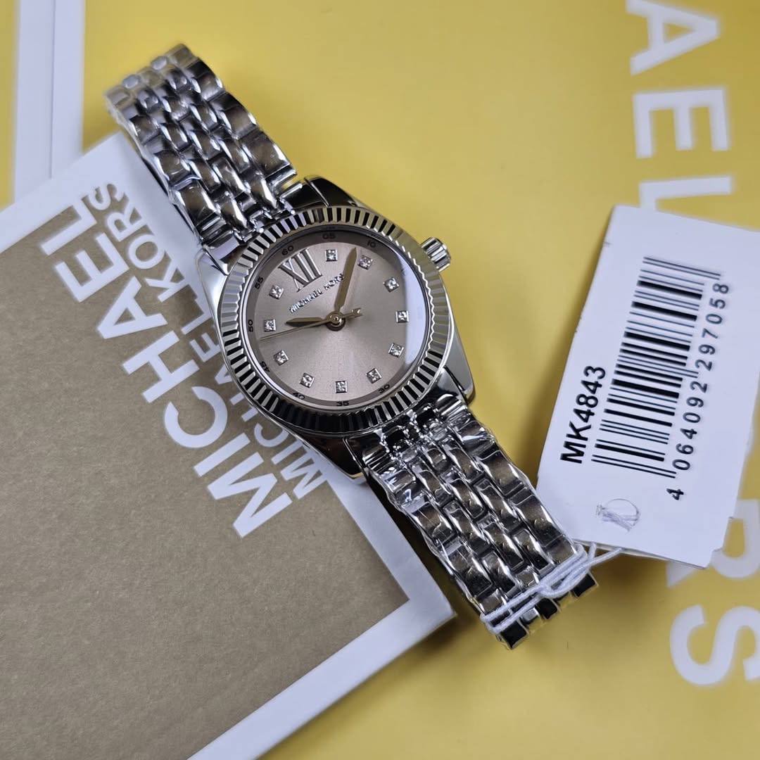 MK Petite montre Lexington pavée argentée