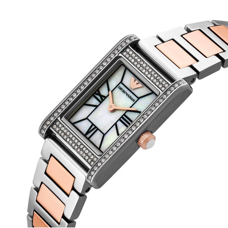 Montre Femme Emporio Armani en Acier Inoxydable et Cristaux Rose Doré, 32 mm
