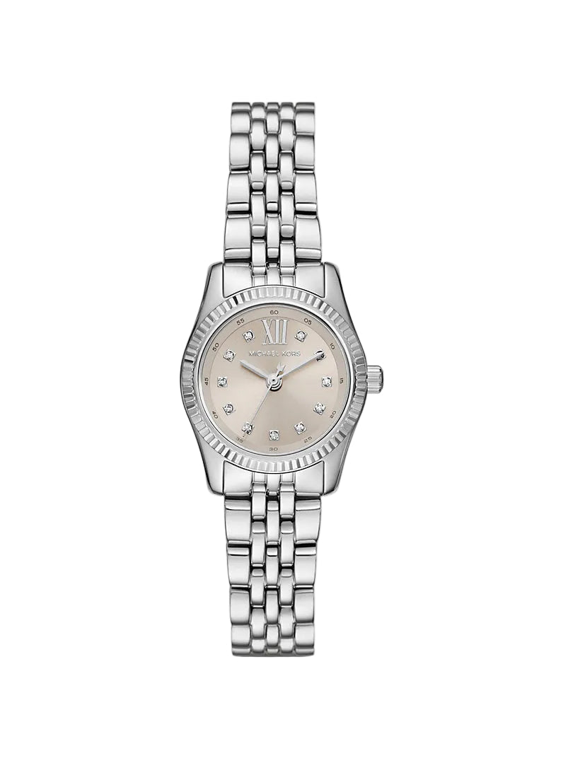 MK Petite montre Lexington pavée argentée