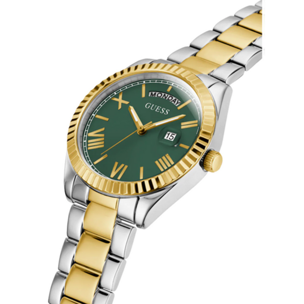 Montre Guess Luna à quartz pour femme, cadran vert et bracelet en acier bicolore - GW0308L5