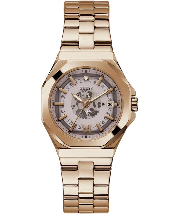 Montre Guess Empress pour femme, cadran rond, or rose, mouvement à quartz