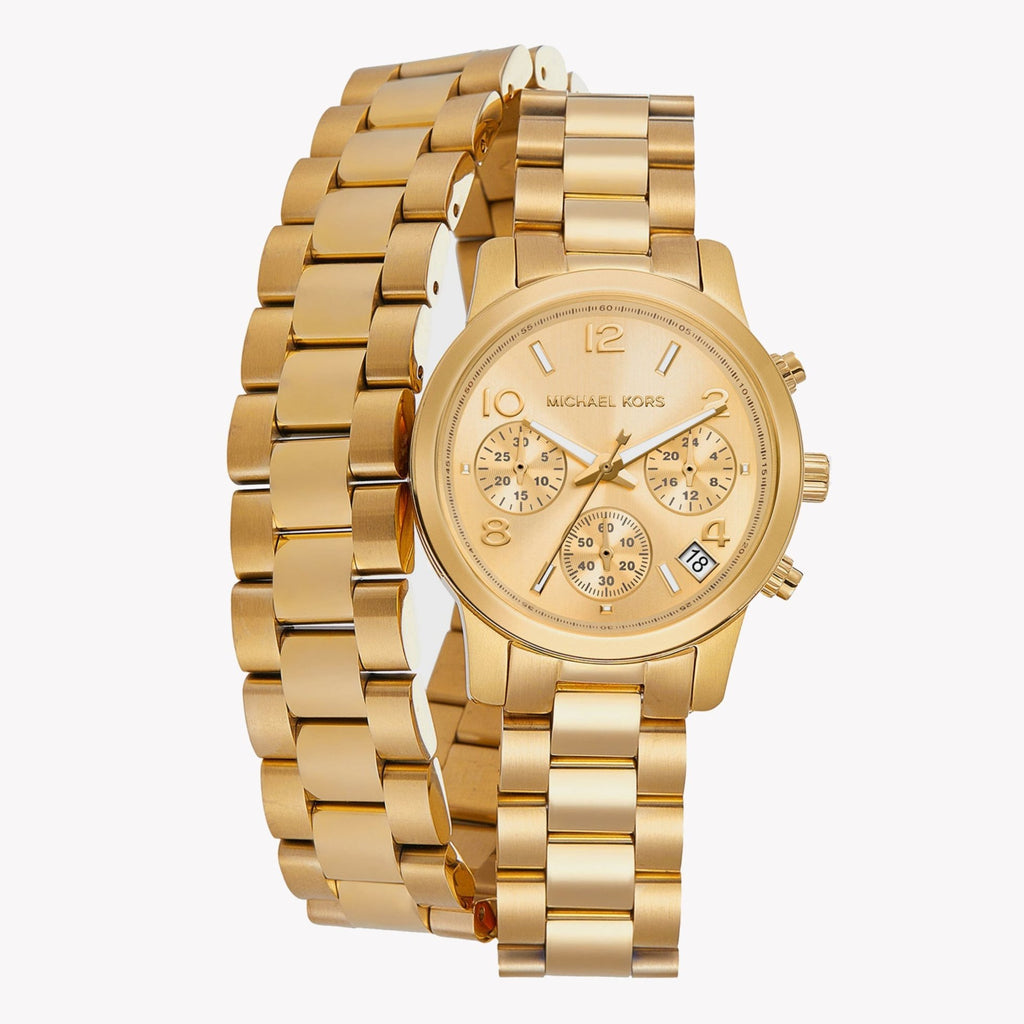 Michael Kors Runway Women's Analog Chronograph Gold-Tone Dial Gold-Tone Steel Bracelet Watch - MK7452