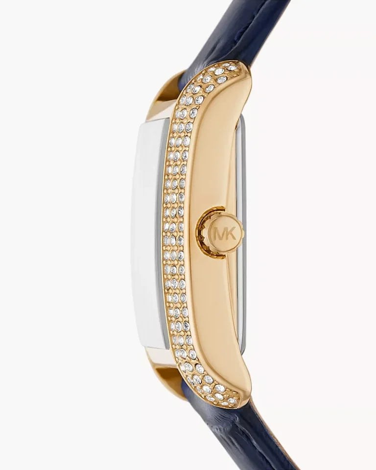 Michael Kors Montre Emery trois aiguilles en cuir façon croco bleu marine MK2982