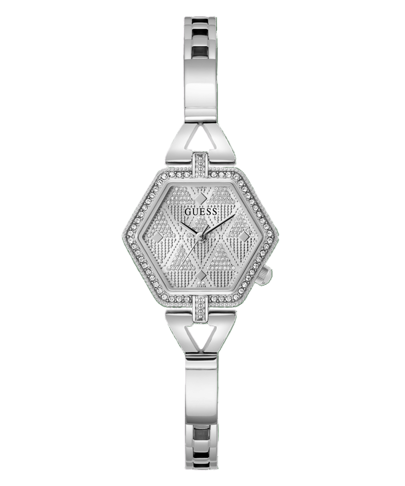 Montre Guess hexagonale, acier inoxydable, cristaux incolores
GW0680L1